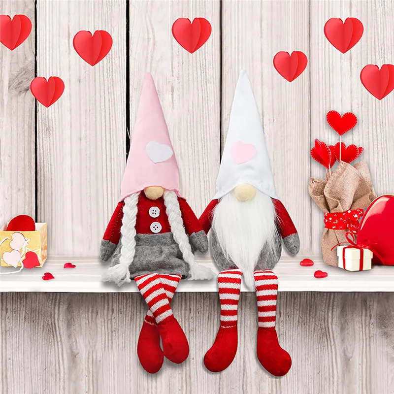 Walentynki Prezent Gnome Doll Plush Elf Dekoracje MR i MRS Handmake Scandinavian Tomte Table Ornament JK2101XB