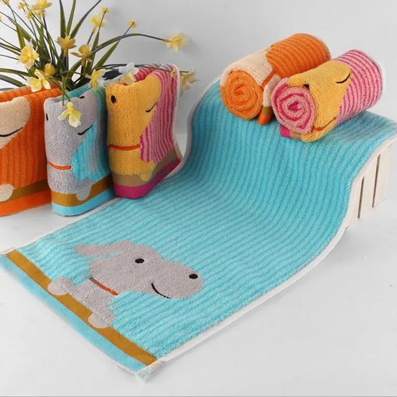 Asciugamano da bagno per bambini spesso in cotone 100% 25x50cm Rettangolo Asciugamani blu giallo rosa Asciugamano da spiaggia Asciugamano per doccia a mano in cotone per il viso Fornitura di alta qualità