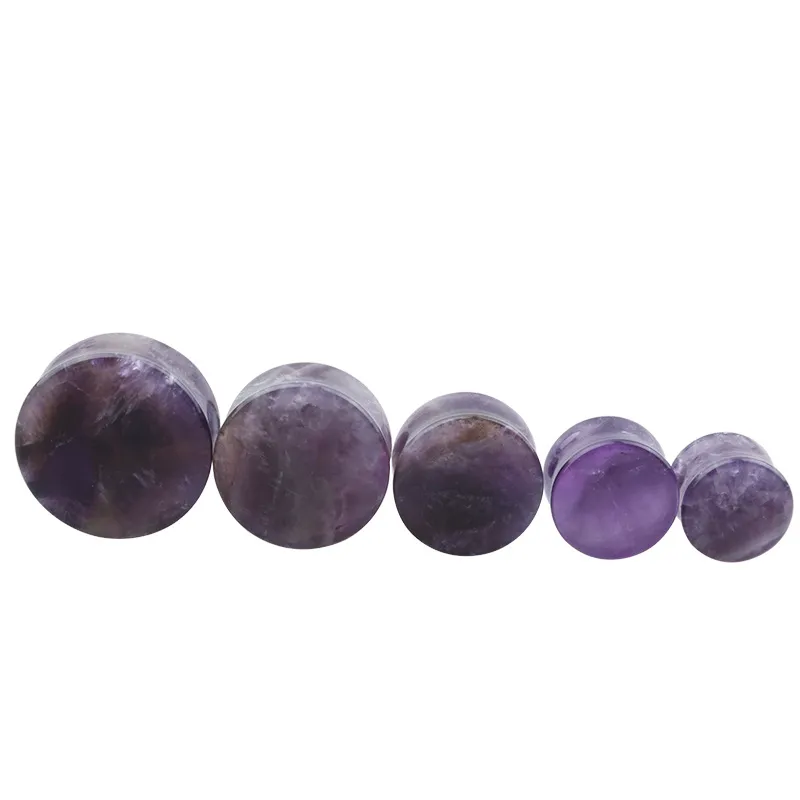 -Double Flared Natural Stone Ear Plugs Tunnels Gauges Expanders Stone Saddles Sold As Pair (8mm,10mm,12mm,14mm)