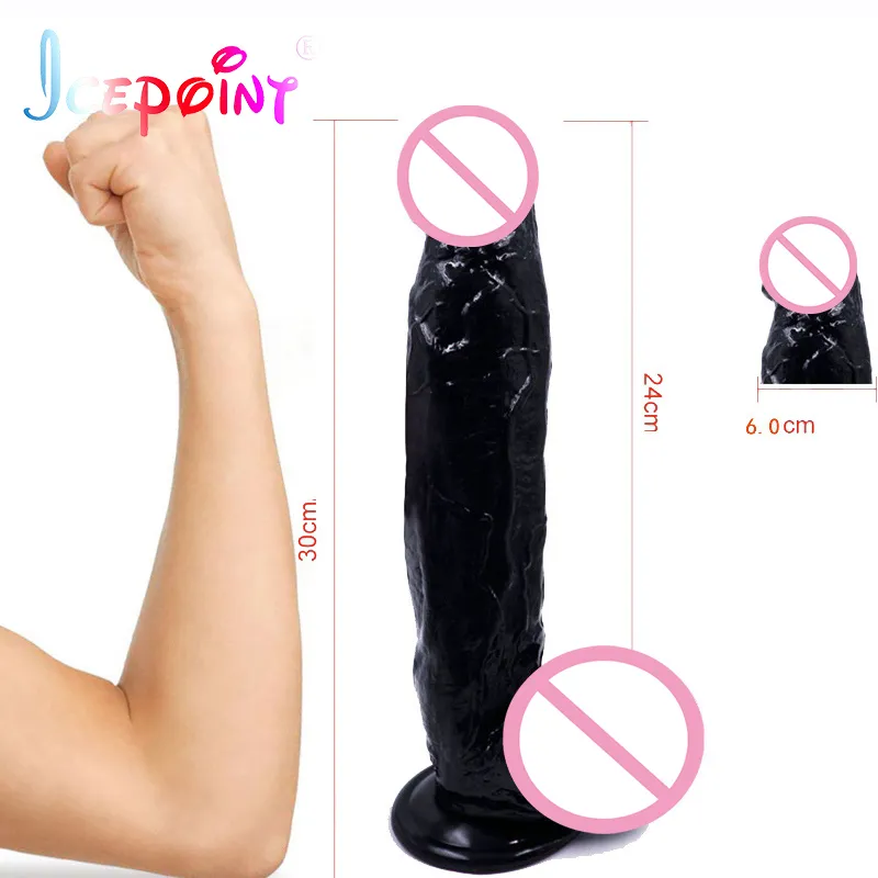 30*6cm Big Black Dildos Realistic Gode Huge Horse Dildo Vibrators Female Large Penis  Sex Dildos Suction Cup Toys For Women