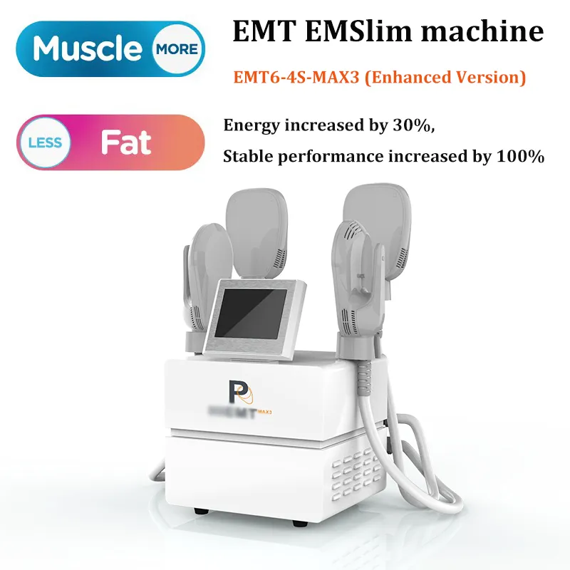 Yeni Yükseltme 4 Kolları Emslim EMT Vücut Şekillendirme Makinesi Tesla EMS Elektromanyetik Kas Stimülasyon Yağ Yanan Güzellik Ekipmanları