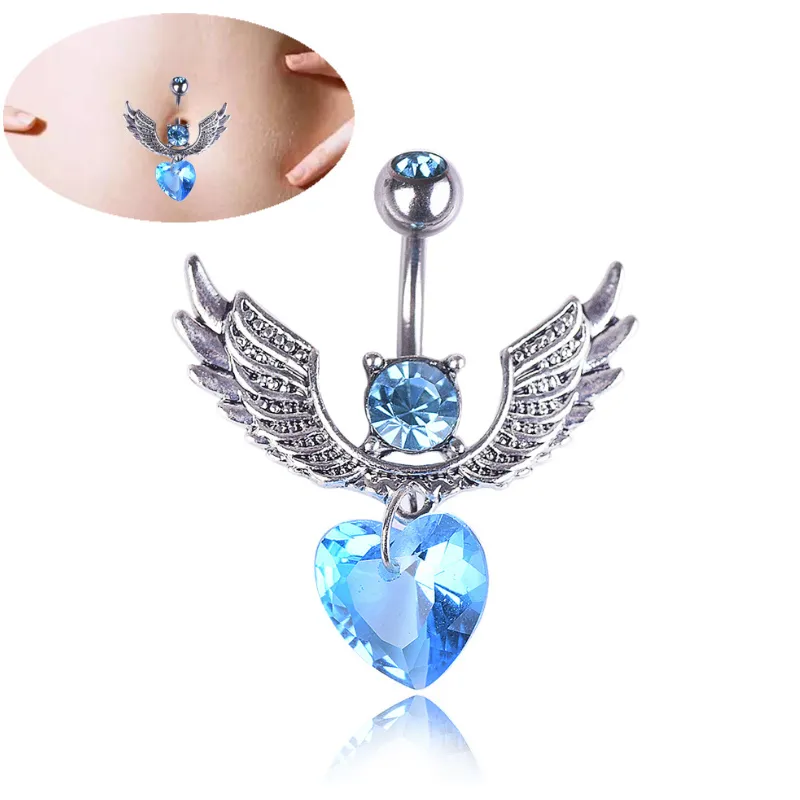 Multi Forees Bountly Belly Button Clings Wing Bat Star Star Clibberry Butterfly Navel Piercing Bar с очарованием