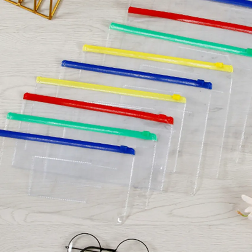 Wholesale Pencil Bags Test Items Clear File Bags Office School Supplies for Children 4 Color Pencil Cases A12