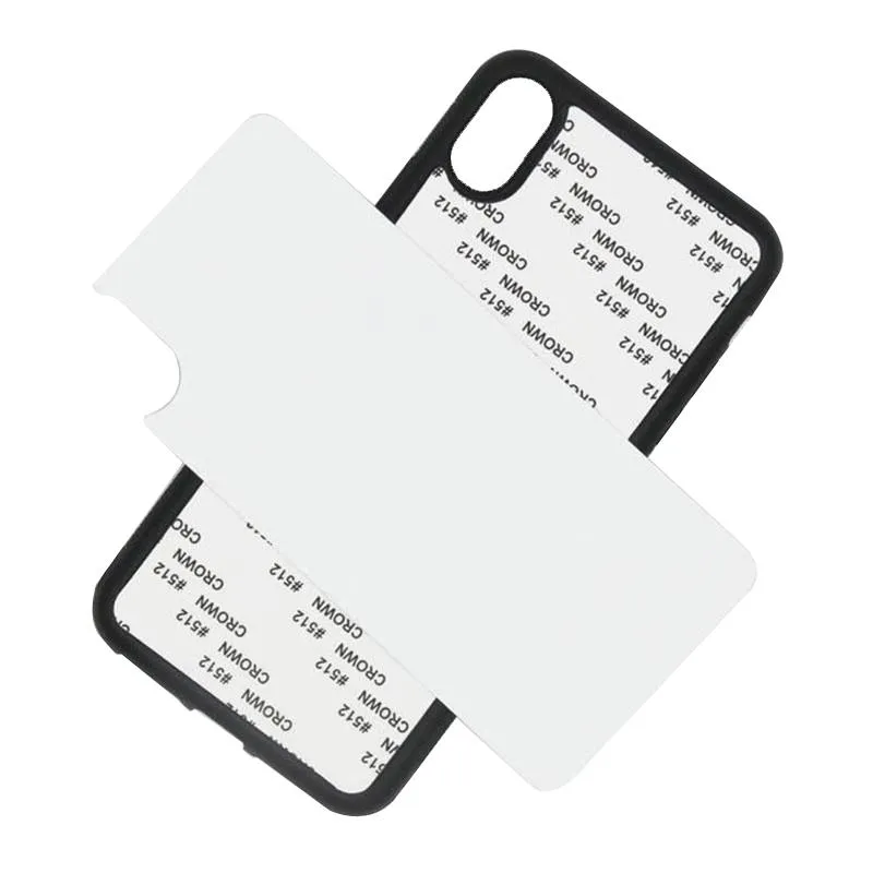 En blanco sublimación 2D caso de TPU + PC de calor cajas de transferencia de teléfono para el iPhone 12 11 Pro Max 7 8 8plus X XS xr x max S20 con inserciones de aluminio