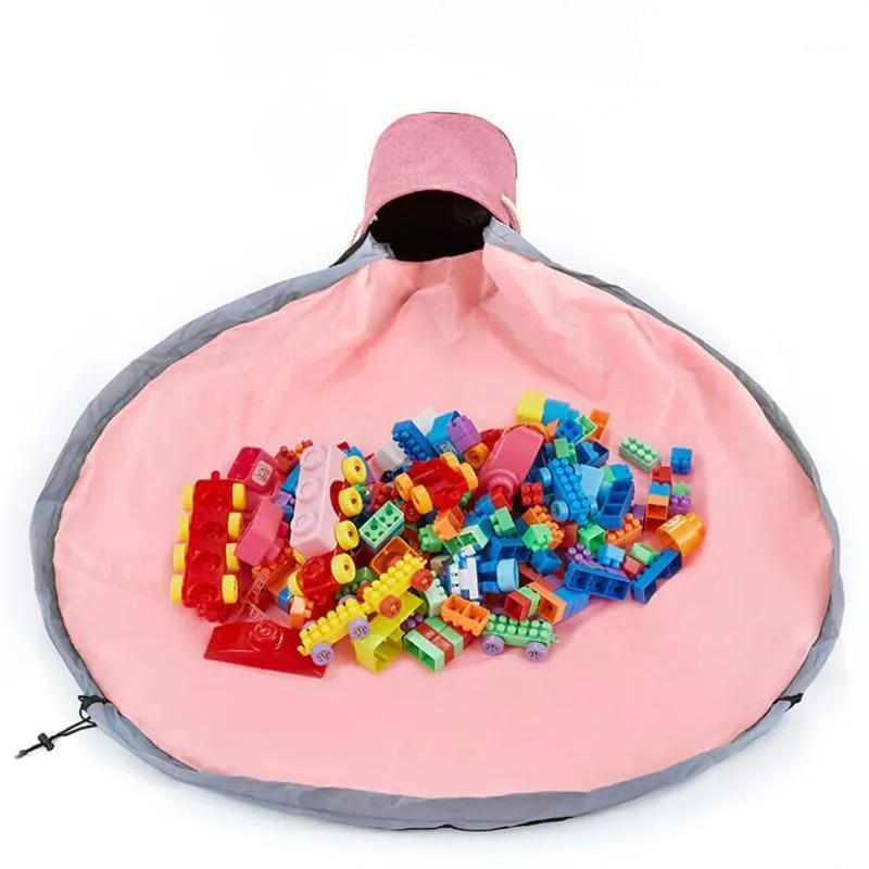Förvaringspåsar Barnleksaker Snabbstädning väska Utomhus Baby Toy Cushion Drawstring Pocket Bucket Organizer