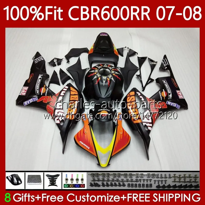 Honda CBR 600RR CBR600 RR F5 2007-2008 CBR600F5 600CC 2007 2008 CBR600F5 CBR600RR 07 08注入型フェアリングマットRepsol