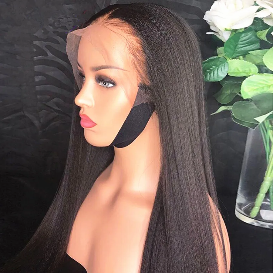 Light Yaki Straight 13x6 Lace Frontal Human Hair Wigs  display picture 1