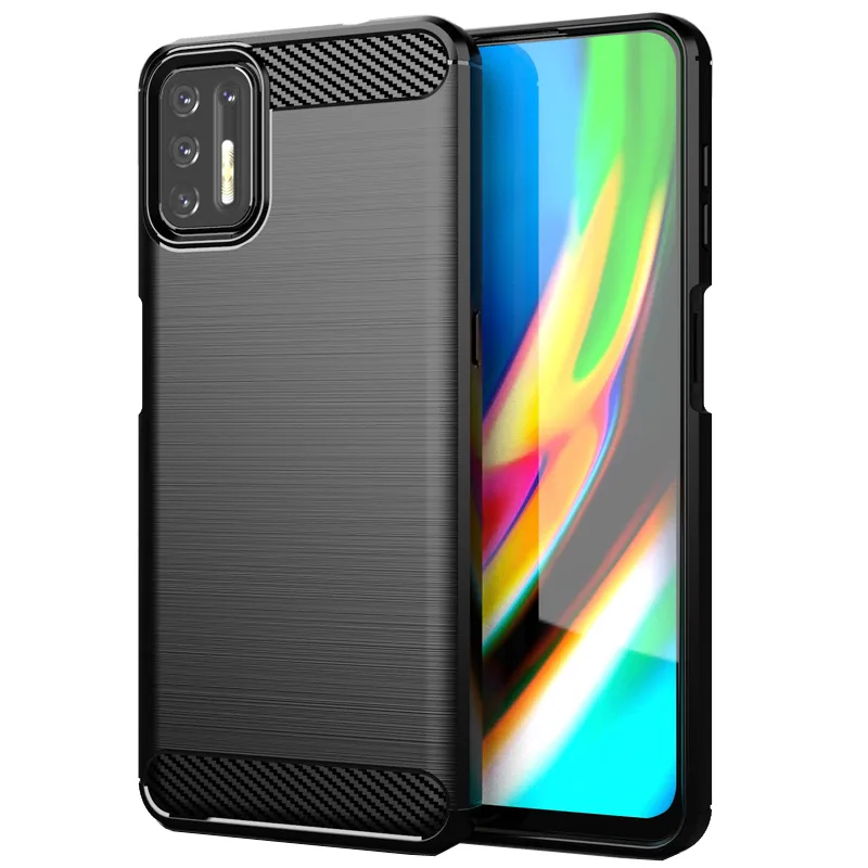 Coque de protection en silicone TPU, texture en fibre de carbone, antichoc, pour Motorola Moto G9 Plus Moto G9 Play