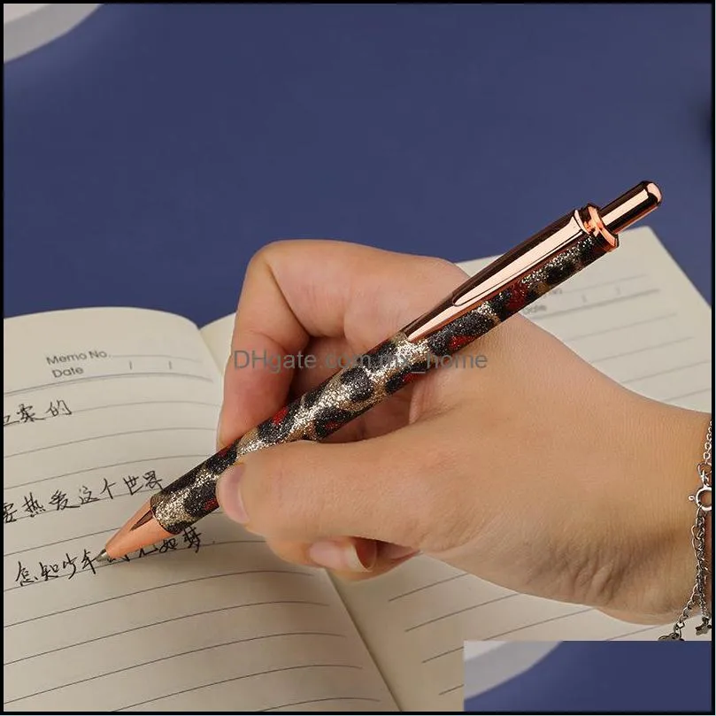 Leopard ball point pen office cartoon pen DIY metal school supplies