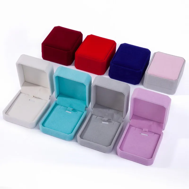 Velvet Jewelry Boxes Gift Pendant Necklace Rectangle Shape Display Show Case Weddings Party Jewellry Packaging Box for Drop Earrings 8*7*4cm