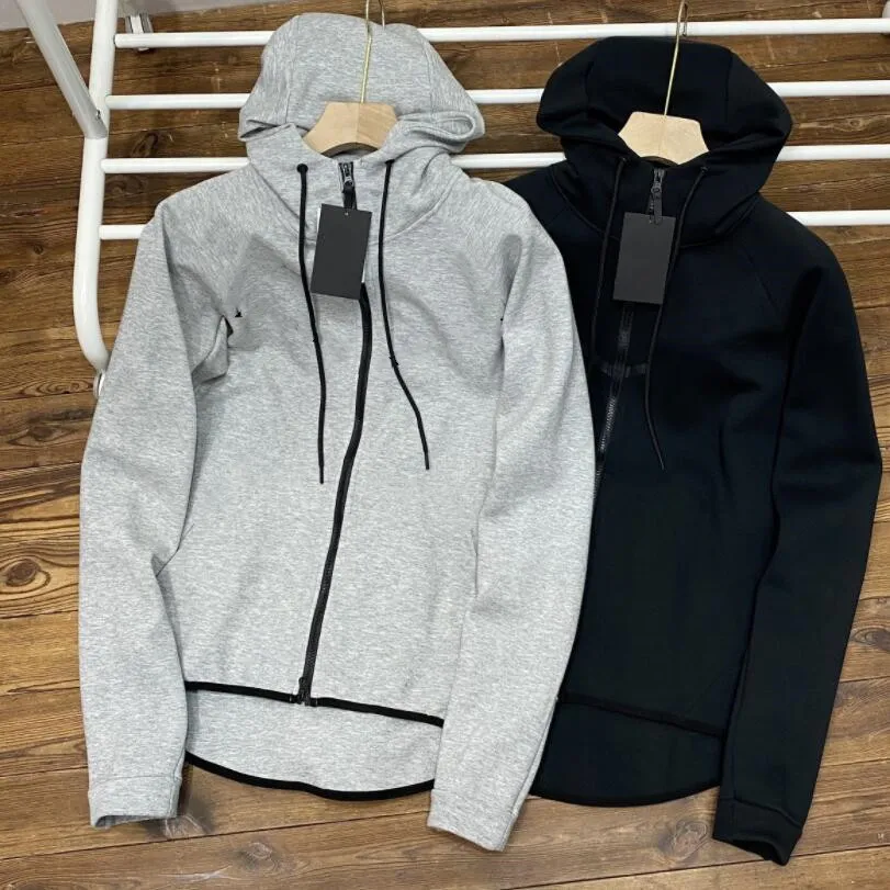 Yeni Sonbahar Kış Büyük Boyu Siyah Gri Erkekler Hoodie Spor Giyim Tech Tech Fleece Windrunner Moda Boş Zaman Spor Ceket Koşu Fitness Ceket