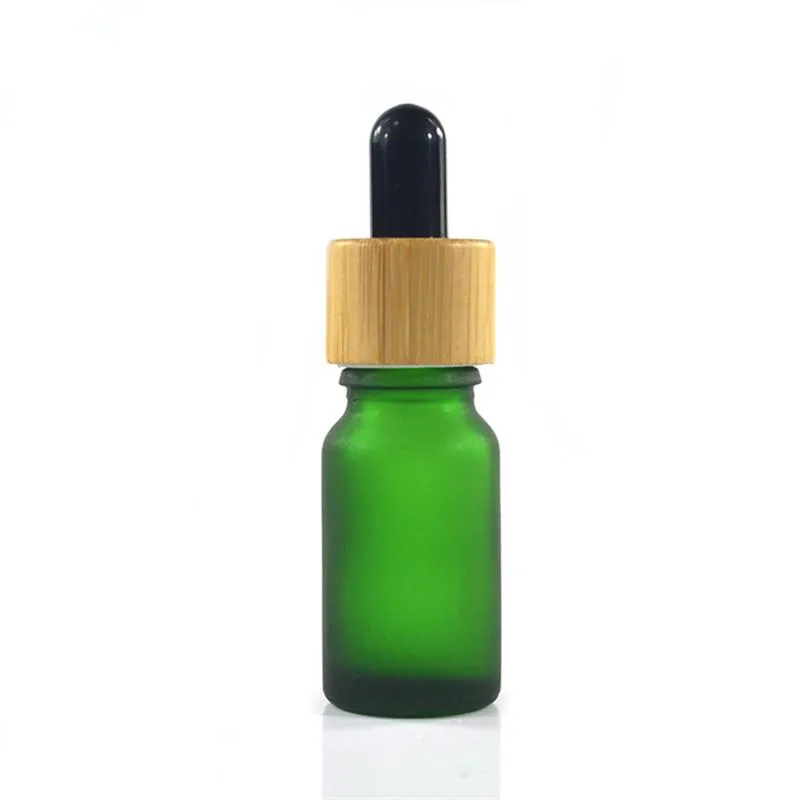 essential oil glass dropper bottle with bamboo lid bamboo serum bottle frosted green blue amber clear 10ml 15ml 20 30ml