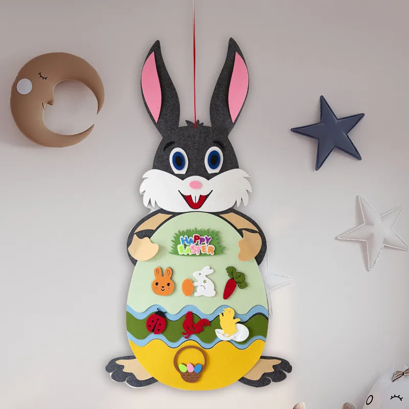 Filz Osterhase DIY Filz Handarbeit Hase abnehmbare Ornament Wandbehang Spiel Ostergeschenk Kinder Ostergeschenk