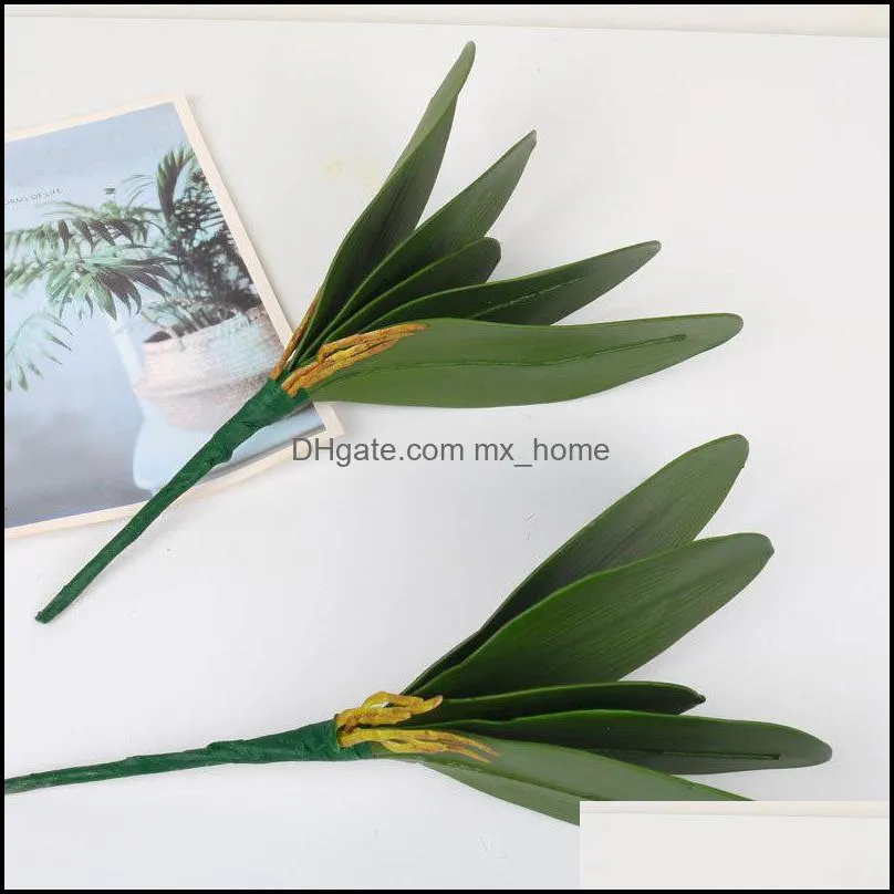 Decorative Flowers & Wreaths 1pcs Real Touch Butterfly Orchid Leaf Artificial Party Home Decor Wedding Festival Decoration Accessories