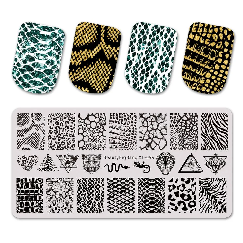 Placas estampagem unhas Cobra Escama de animal lobo Flor Natural Tema da imagem 12 * 6cm Template Mold Nail Art Stencil