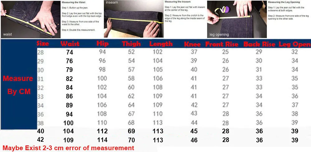 LUODU 28-42 size chart