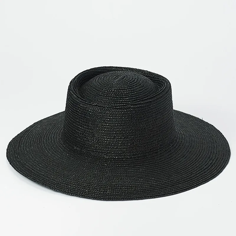 Czarne kapelusze dla kobiet Mężczyźni Letni Słońce Szerokie Brim Fedora Słoma Plaża Seagrass Outdoorsman Derby Hazardzista Y200714