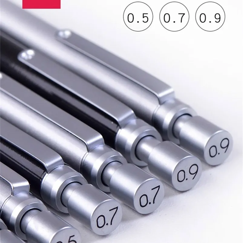 Deli metallo a basso gravità a bassa matita automatica da 0,9 mm Disegno professionale Pentina meccanica MECCANICA 0,5 mm Matita meccanica 0,7 mm 201214