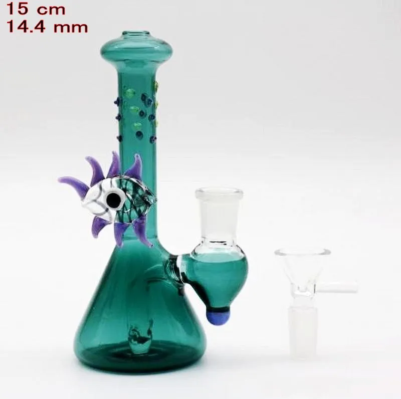 New teal color leaf Glass water bong pipe comes with 14mm male bowl piece bongs