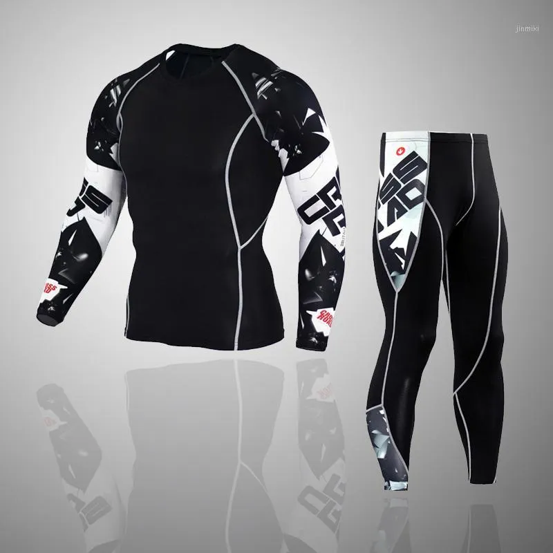 Menas de pista masculino 2021 MMA compressão masculina Mangas longas T-shirts Union Suitro Suit Rashgard Kit Clothing Tops Tees 1