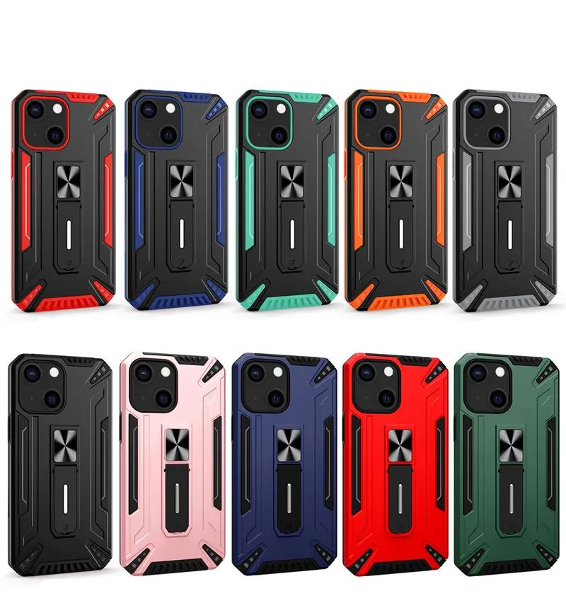 Invisible Car Holder Phone Cases For Iphone 13 11 12 Pro Max Xr Xs Multifunctional Armor Magnetic Bracket Anti-fall Shockproof Protective Cover Shell