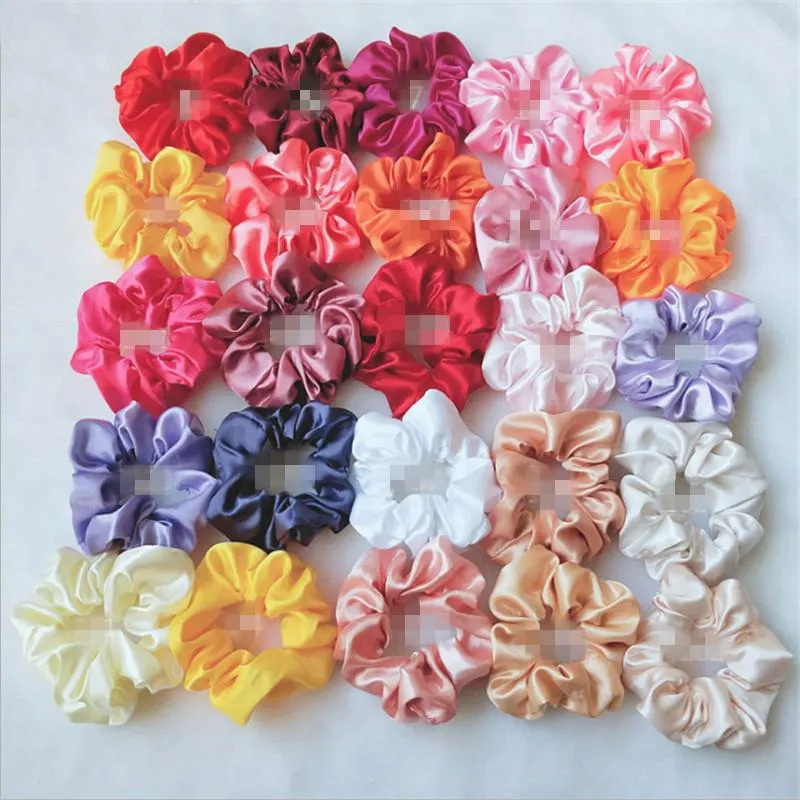 2022 Multicolor Women Silk Scunchie Elastiska Handgjorda Hårband Ponytailhållare Huvudband Tillbehör Toppkvalitet