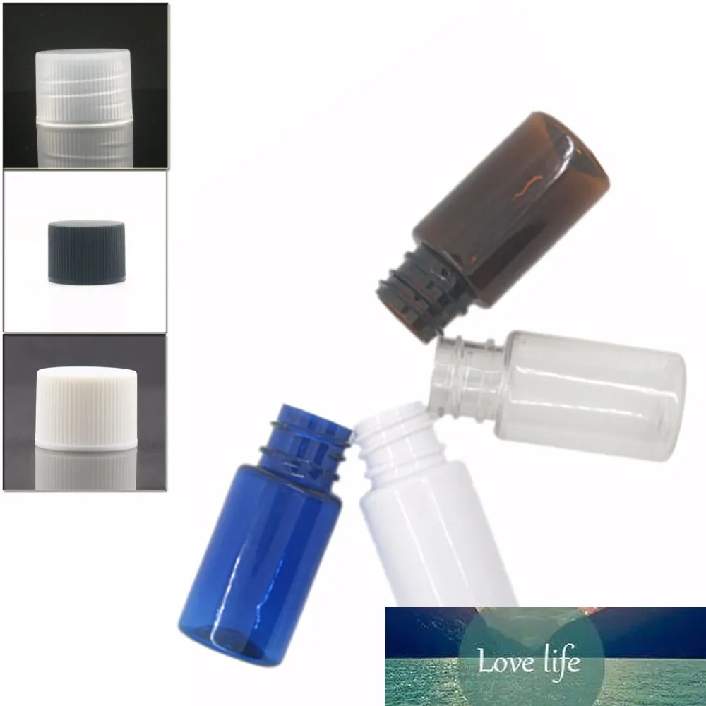 10ML جولة زجاجات بلاستيكية فارغة فارغة، واضحة / أبيض / العنبر / زجاجة الحيوانات الأليفة الزرقاء مع شفافة / أبيض / أسود مضلع غطاء × 10