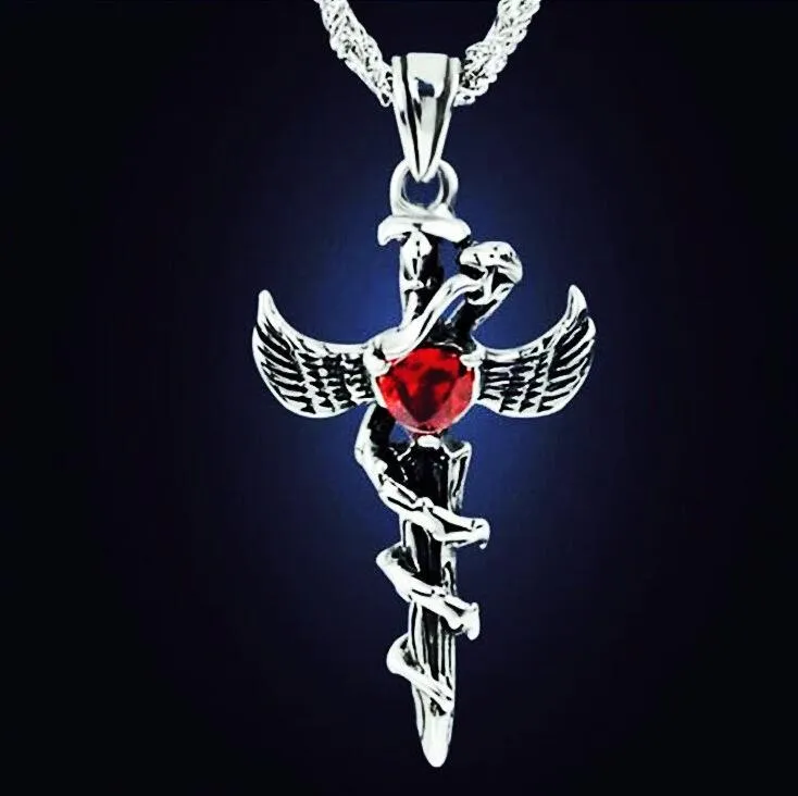 Европа и Америка Панк ожерелье подвеска ангела крылья серпентины крест мужские ожерелье крутые аксессуары