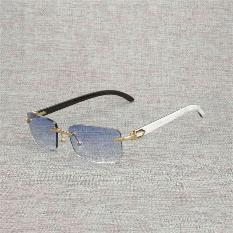 Occhiali da sole in corno di bufalo naturale antico Occhiali da sole in legno antico Occhiali da sole quadrati senza montatura per donna Tonalità all'aperto Oculos Gafas 012N francese