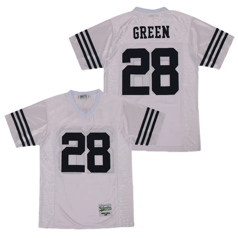 Men High School 28 Darrell Green Houston Jones Football Jersey Pure Cotton Away Color White Bortable Brodery och ED Top Quality