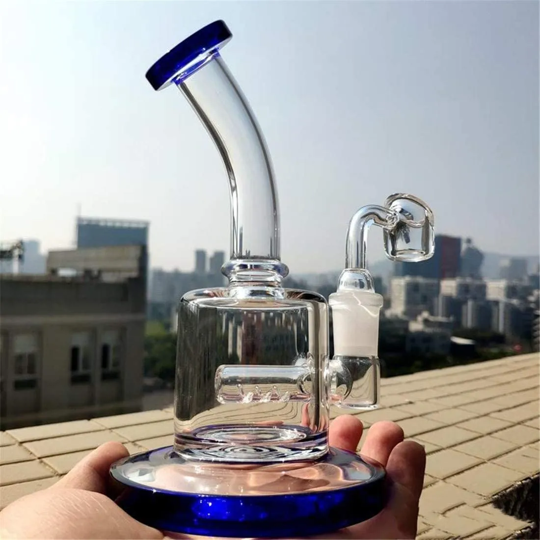 Base de bécher bong narguilés verre capiteux Dab plates-formes de fumée conduites d'eau en verre recycleur plates-formes pétrolières avec Banger de 14mm