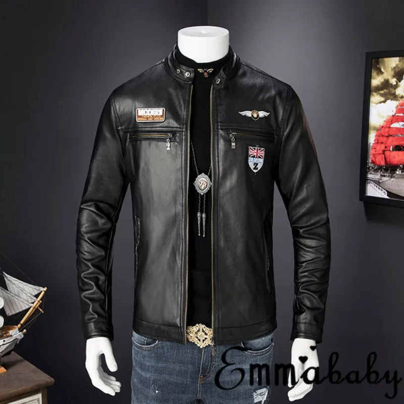 2020 Mens Leather Jackor Fall Winter Coat Men Faux Coats Biker Motorcykel Man Klassisk Jacka Toppkvalitet Plus Storlek LJ201029