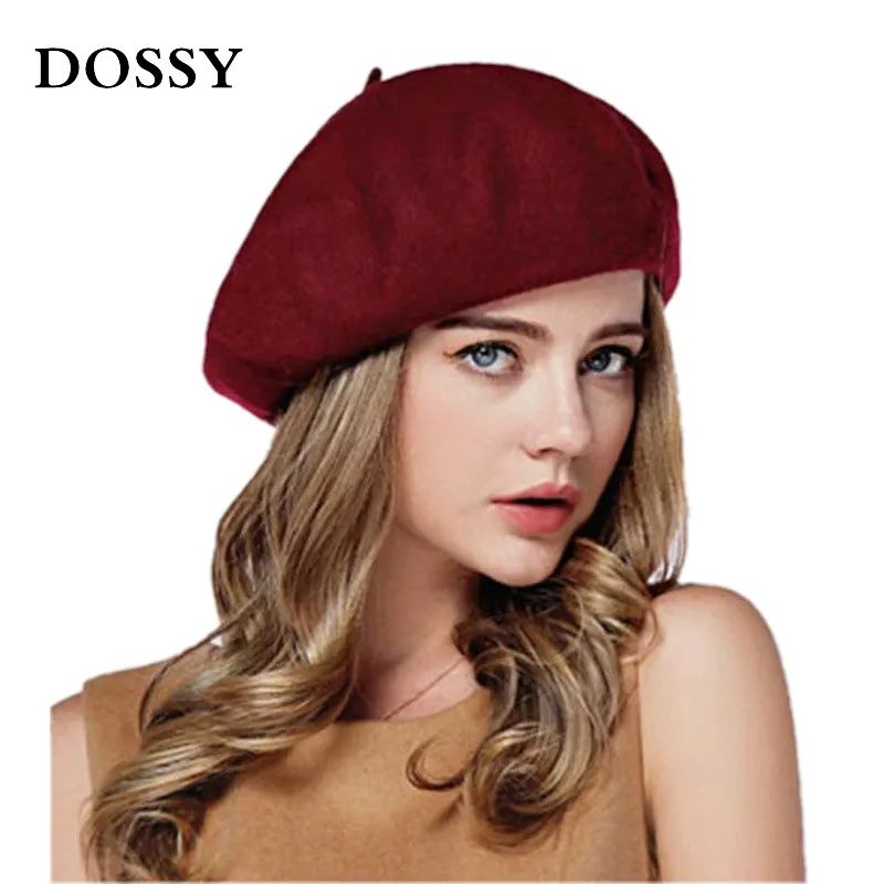 Vintage Wool Berets For Women Solid Color Winter Pillbox  display picture 1