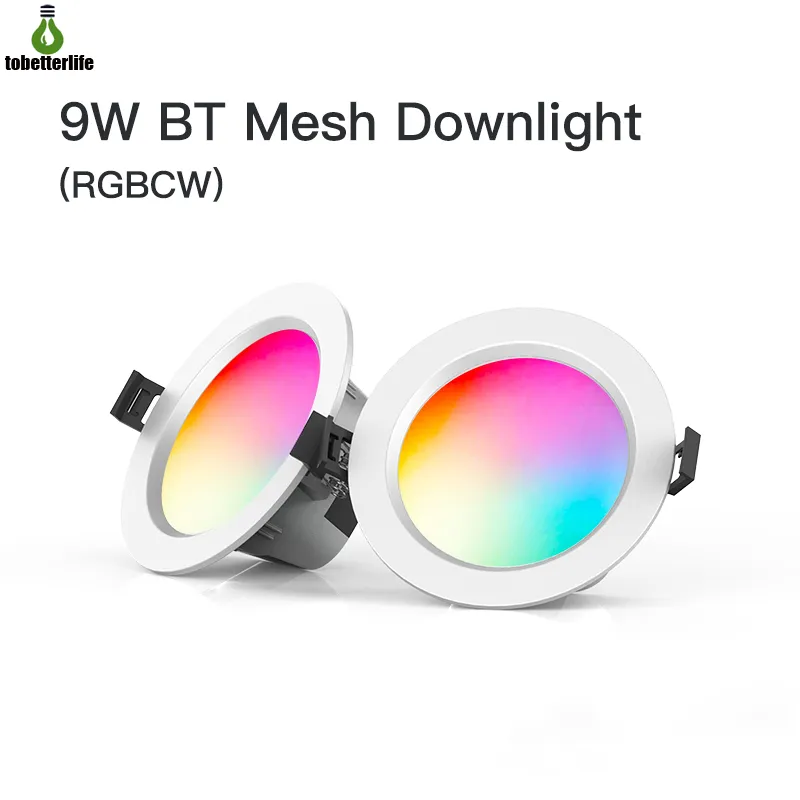 9W 블루투스 스마트 다운 라이트 BT 메쉬 Downlight RGB Dimming 그룹 제어 앱 컨트롤 내장 조명