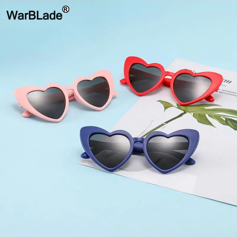 Warblade crianças crianças polarized óculos de sol moda coração em forma de meninos meninas sol óculos uv400 bebê frame de segurança flexível Óculos