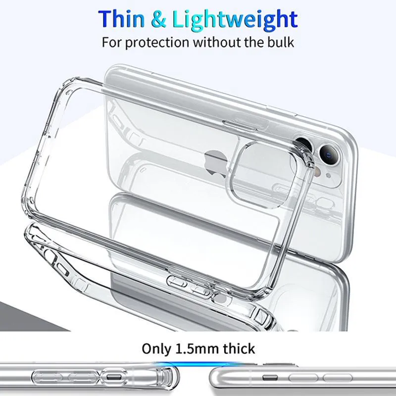 1.5MM Transparent Clear TPU Acrylic Hard Case For iPhone 12 11 Pro XR XS MAX X 8 7 Samsung S9 S10 Plus S20 Note 9 10 20 Ultra A21S A51 A71