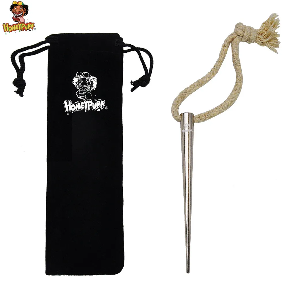 HONEYPUFF Stainless Steel Rolling Machine With Black Gift Bag 110 mm Metal Hang Strap Rope Rolling Stick For Making Rolling Cone Cigarette