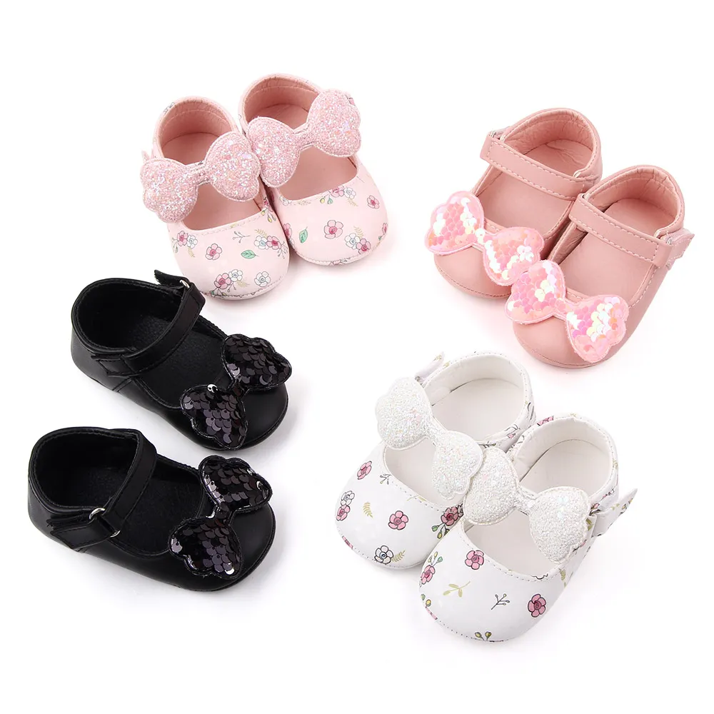 Baby Girls First Walkers Newborn Shoes Cute Bowknot Infant Prewalker Soft Bottom Anti Slip Toddler Girls Princess Shoes