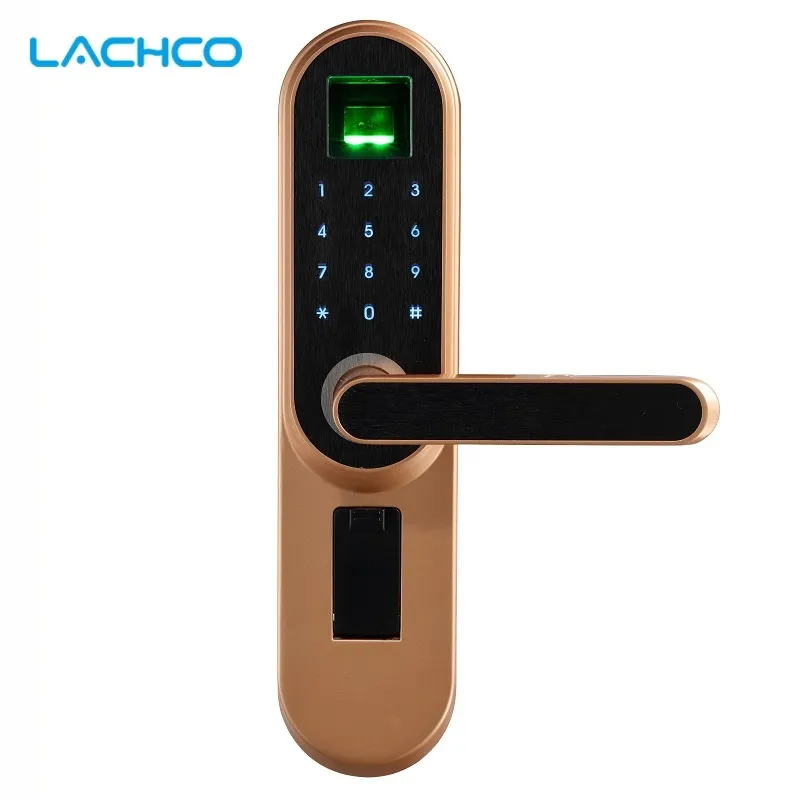 LACHCO Serrure de porte électronique biométrique, code, écran tactile clé mot de passe numérique Fingerprin serrure de porte intelligente entrée sans clé L19013F Y200407