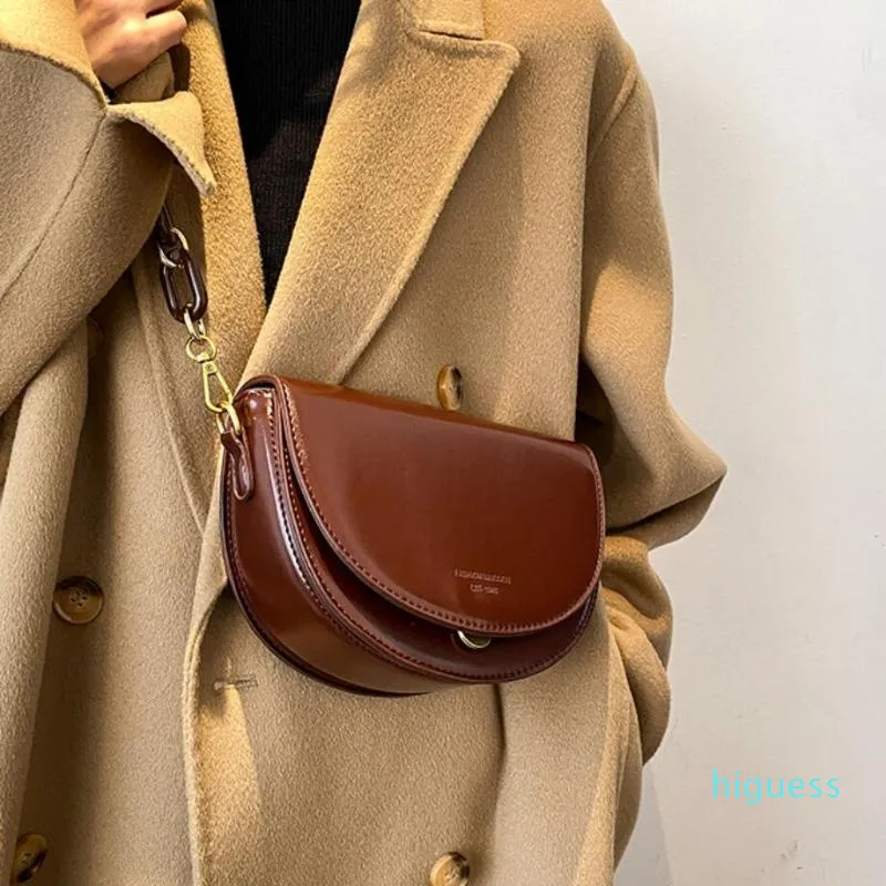 Tasarımcı-Katı Renk Çevirme Moda Yüksek Kaliteli PU Deri Kadın Çanta Vintage Küçük Omuz Messenger Çanta