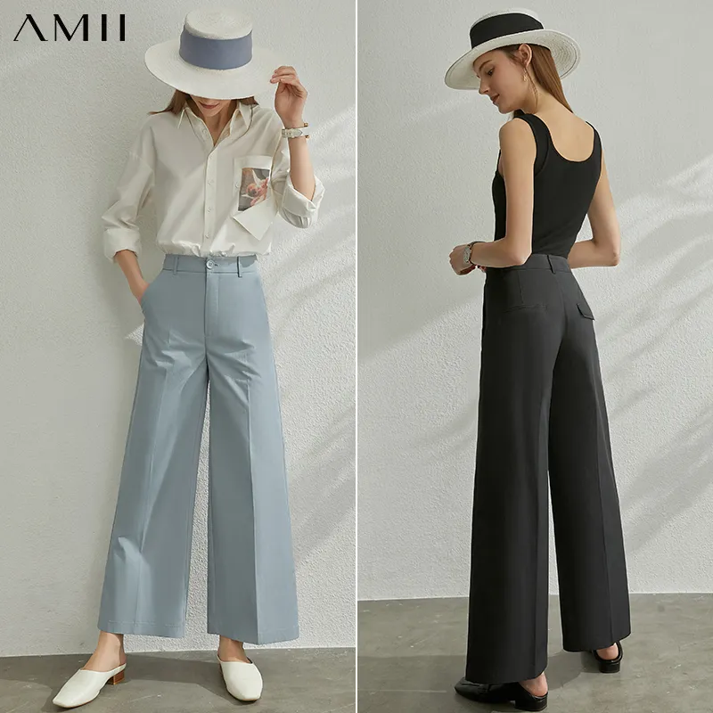Amii Minimalist Wide Leg Pants Women Spring Office Lady Loose