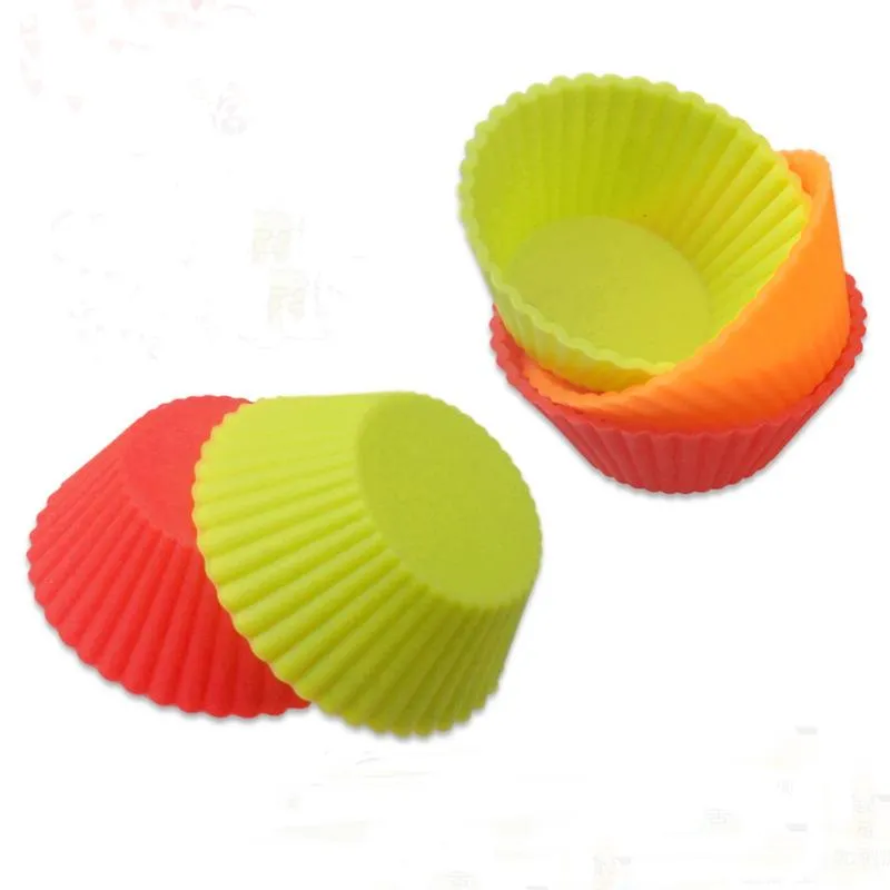 Grossist-6pcs cupcake liners mögel muffin runda silikon kopp tårta verktyg bakeware bakning bakverk verktyg kök