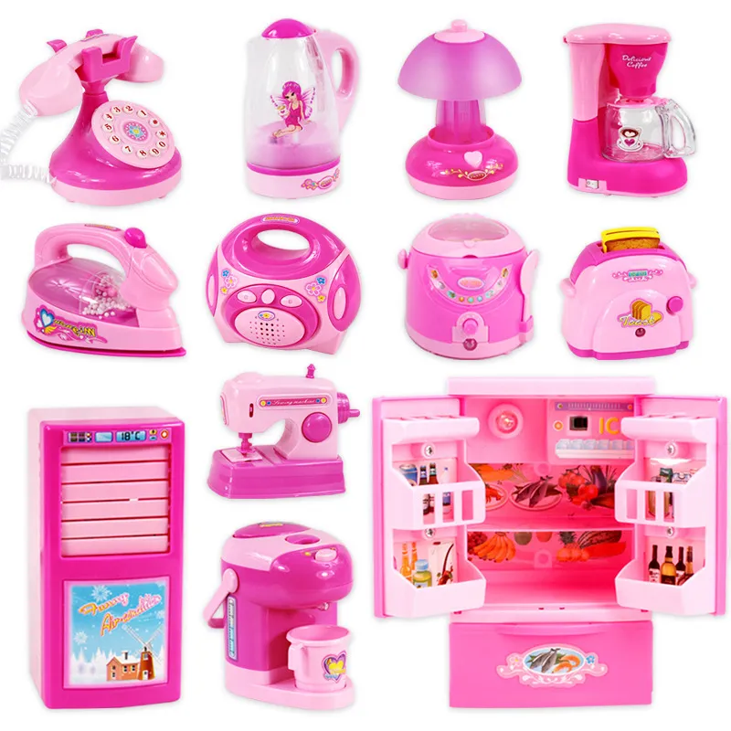 Mini Electric Princess Kitchen Toy Set With Refrigerator And