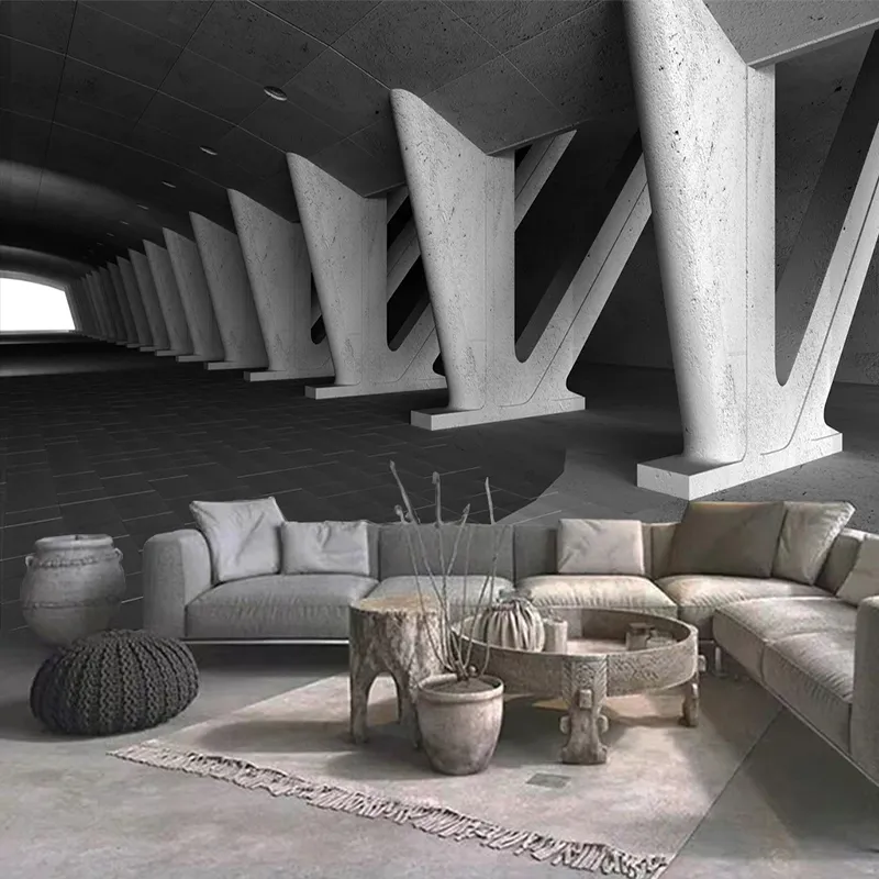 Пользовательские Mural 3D Абстрактные Космический мост Строительство Цемент Роспись стен Обои для кухни Спальня Гостиная Диван ТВ фона