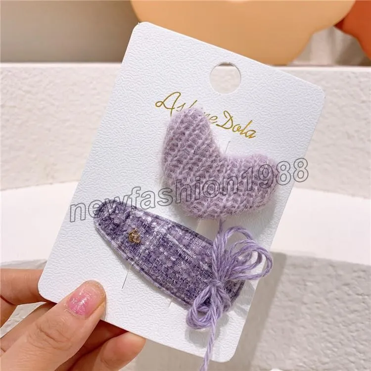 Colorful Woolen Yarn Love Drop Bow Hairpin For Girls Autumn Korean