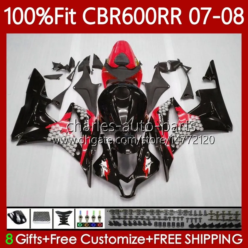 Spritzguss-Bodys für Honda CBR 600F5 600cc 600 RR CC F5 CBR600RR 07 08 Karossergebnisse 70.50 CBR-600 CBR600 RR CBR 600RR 2007 2008 CBR600F5 07-08 Graffiti Rote OEM-Verkleidung