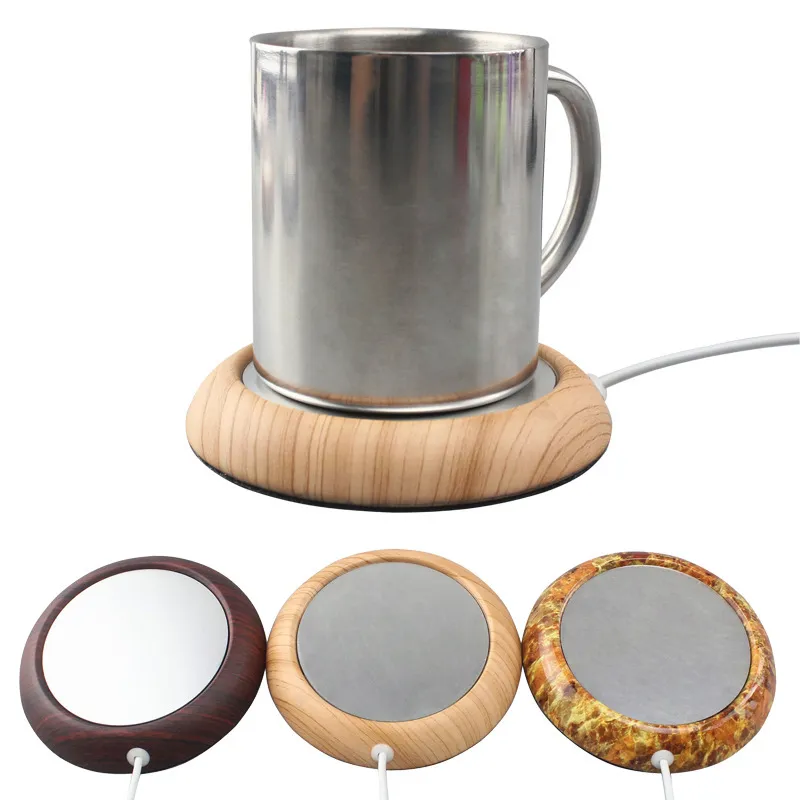6 Colors USB Wood Grain Cup Warmer Heat Beverage Mug Mat Keep Drink Warm Heater Coffee Tea Cups Mugs Coaster For Home Bar 189 K2