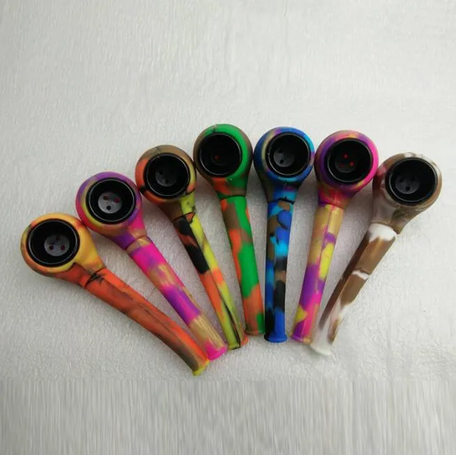 Цветные силиконовые трубы табачные кремниевые курительные сигареты травы ручной фильтр трубы с металлическим шаром несколько цветов 2 стилей