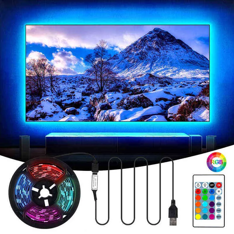 1M/2M/5M RGB LED 스트립 조명 SMD5050 유연한 USB 방수 LED 조명 스트립 백라이트 테이프 룸 W220224에 대 한 5V LRibbon LED 스트립