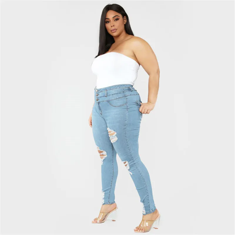 Cheap plus size clearance distressed jeans